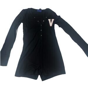 NWT Disney Villains x Forever 21 Black Ribbed Long Sleeve Henley Romper Small